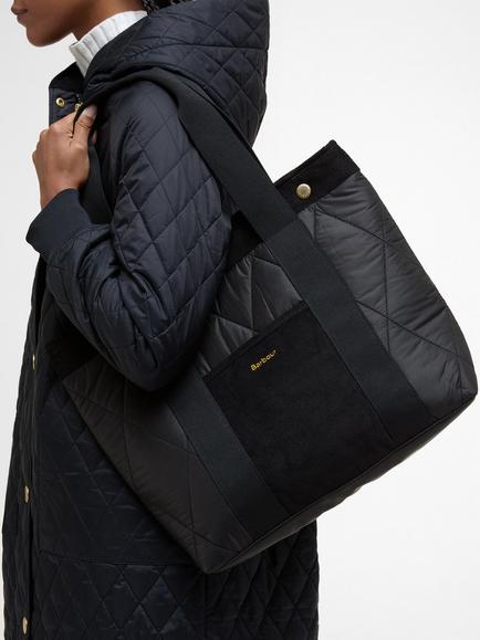 Barbour Healy Tote Bag, Black/Ancient - view 2, Black/Ancient
