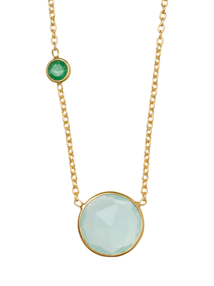Pre-loved Re-Found Round Agate Pendant Necklace, Green, Green