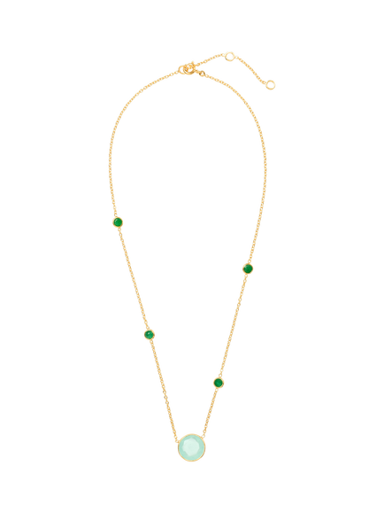 Pre-loved Re-Found Round Agate Pendant Necklace, Green - view 2, Green
