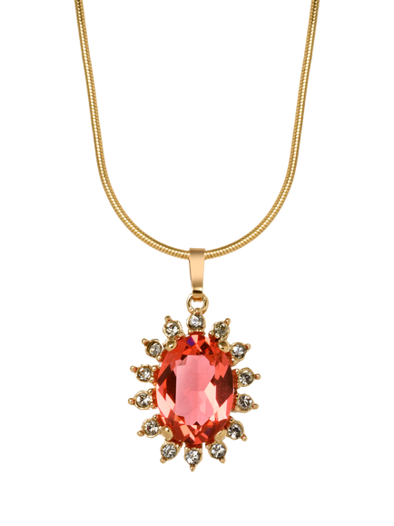Pre-loved Re-Found Faceted Pendant Necklace, Orange, Orange