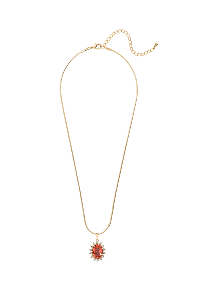 Pre-loved Re-Found Faceted Pendant Necklace, Orange - view 2, Orange