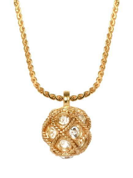 Pre-loved Vintage Ball Pendant Necklace, Gold, Gold