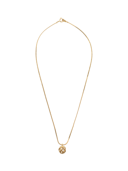 Pre-loved Vintage Ball Pendant Necklace, Gold - view 2, Gold