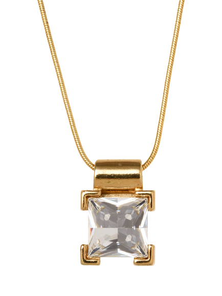 Pre-loved Vintage Square Snake Chain Pendant Necklace, Gold, Gold
