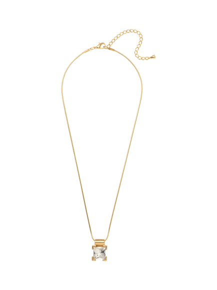 Pre-loved Vintage Square Snake Chain Pendant Necklace, Gold - view 2, Gold