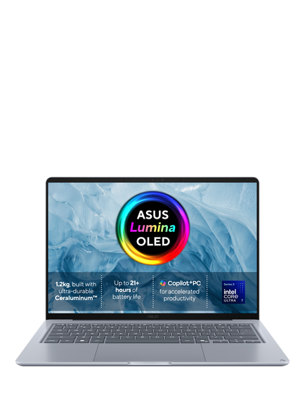 ASUS ZenBook 14 Laptop Copilot+ PC, Intel Core Ultra 7 Processor, 16GB RAM, 512GB SSD, 14” Full HD OLED, Blue, Blue