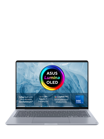 ASUS ZenBook 14 Laptop Copilot+ PC, Intel Core Ultra 5 Processor, 16GB RAM, 512GB SSD, 14” Full HD OLED, Blue, Blue
