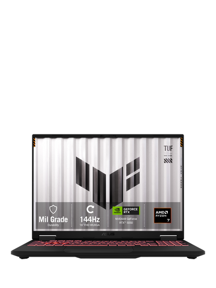 ASUS TUF A16 Gaming Laptop, AMD Ryzen 7 Processor, 16GB RAM, 512GB SSD, RTX 5050, 16" FHD+, Grey, with 2 Months of Xbox Game Pass Premium, Grey, Grey