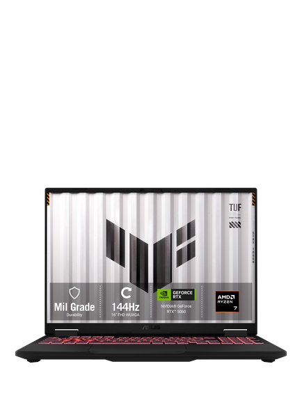 ASUS TUF A16 Gaming Laptop, AMD Ryzen 7 Processor, 16GB RAM, 1TB SSD, RTX 5060, 16" FHD+, Grey, with 2 Months of Xbox Game Pass Premium, Grey