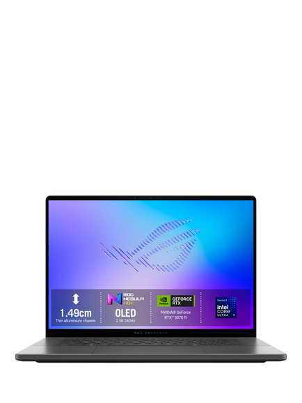 ASUS ROG Zephyrus G16 Gaming Laptop, Intel Core Ultra 9 Processor, 32GB RAM, RTX 5070 Ti, 1TB SSD, 16" 2.5K OLED, Grey, with 2 Months of Xbox Game Pass Premium, Grey