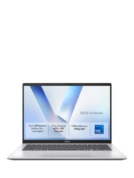 ASUS Vivobook 14 Copilot+ Laptop, Intel Core Ultra 5 Processor, 16GB RAM, 512GB SSD, 14” WUXGA, Silver, Silver