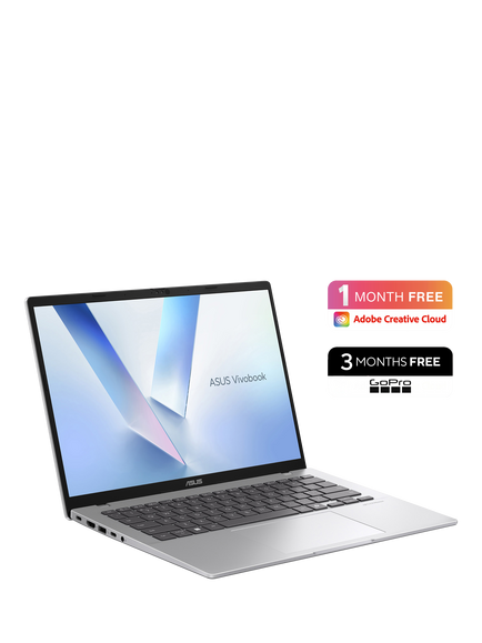 ASUS Vivobook 14 Copilot+ Laptop, Intel Core Ultra 5 Processor, 16GB RAM, 512GB SSD, 14” WUXGA, Silver - view 2, Silver