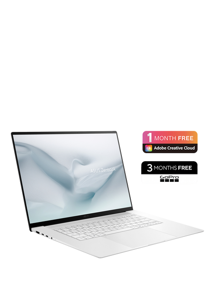 ASUS Zenbook S16 OLED Laptop, AMD Ryzen AI 9 Processor, 16GB RAM, 1TB SSD, 16” 3K OLED Touchscreen, White - view 2, White