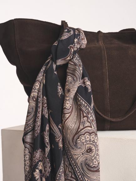 Amanda Wakeley Wisteria Paisley Print Square Pure Silk Scarf - view 2, Black/Cream