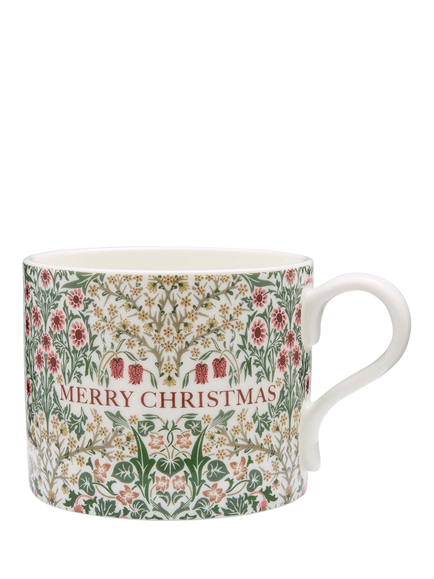 Morris & Co Bluebell & Blackthorn 'Merry Christmas' Spode Porcelain Mugs, Set of 2, 340ml - view 2, Multi