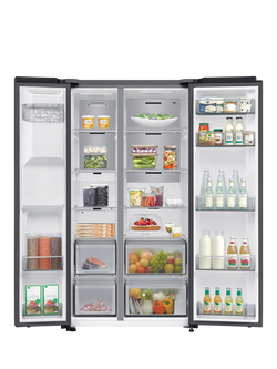Samsung RS70F66KCFEU Freestanding 65/35 Smart American Fridge Freezer with SpaceMax™, Black - view 2, Black