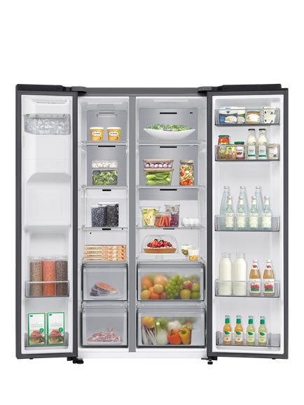 Samsung RS70F66KCFEU Freestanding 65/35 Smart American Fridge Freezer with SpaceMax™, Black - view 2, Black