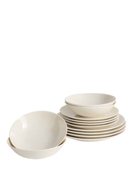 Royal Doulton Lambeth Porcelain Dinnerware Set, 12 Piece, White, White