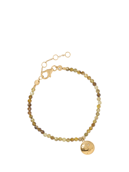Astley Clarke Tiny Star Locket Bracelet, Gold/Green Garnet