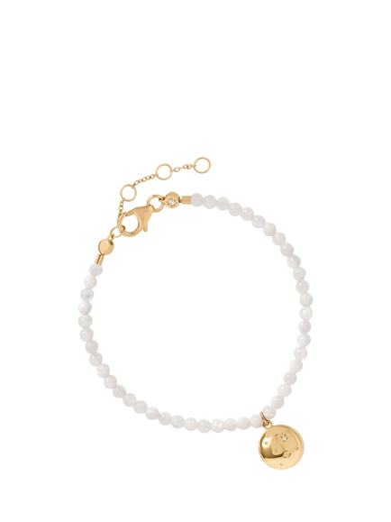 Astley Clarke Tiny Star Locket Bracelet, Gold/Mother Of Pearl
