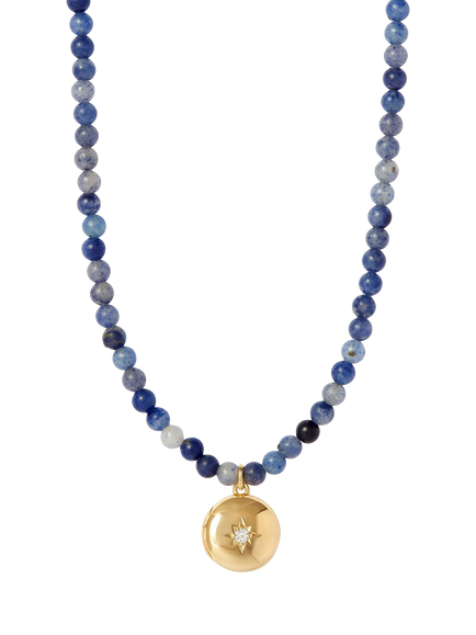 Astley Clarke Blue Aventurine Biography Mini Locket Necklace, Gold/Blue