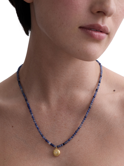 Astley Clarke Blue Aventurine Biography Mini Locket Necklace - view 2, Gold/Blue