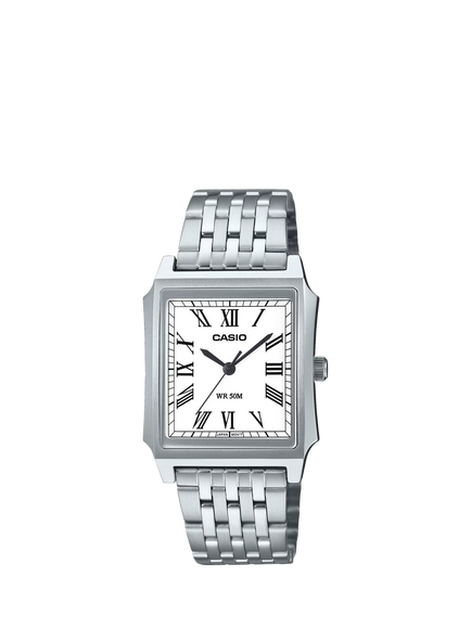 Casio LTP-B190D-7BVER Women's 32mm Rectangular Bracelet Strap Watch, Silver, Silver