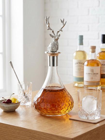 Culinary Concepts Stag Head Cut Glass Ship's Decanter, 1L, Clear - view 2, Clear