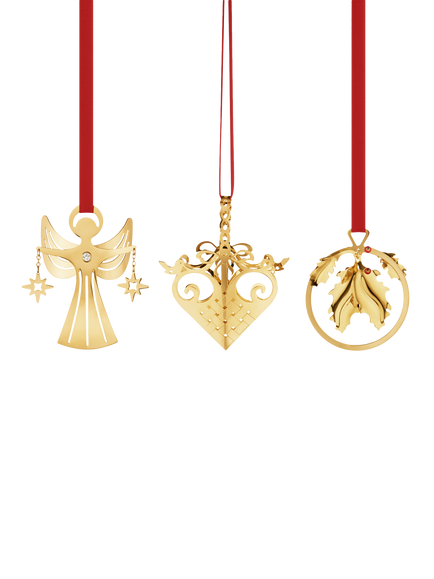 Georg Jensen Christmas Collectibles 2026 Mini Mobiles Tree Decorations, Set of 3, Gold, Gold Plated Brass