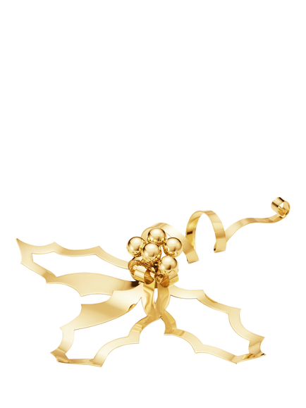 Georg Jensen Christmas Collectibles 2026 Holly Table Ornament, Gold, Large, Gold Plated Brass