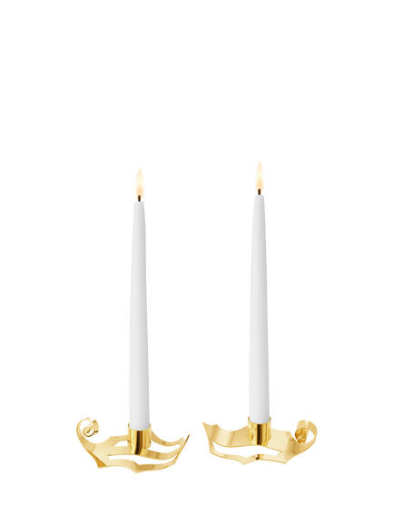 Georg Jensen Christmas Collectibles 2026 Taper Candle Holder, Gold, Gold Plated Brass