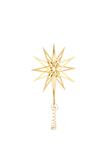 Georg Jensen Lyra Star Christmas Tree Top Decoration, Gold, Gold Plated Brass