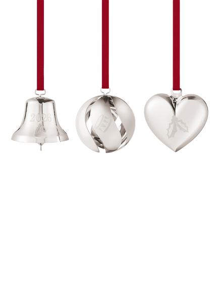 Georg Jensen Christmas Collectibles 2026 Tree Decorations Gift Set, 3 Piece, Palladium, Palladium Brass