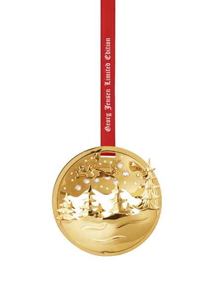 Georg Jensen Christmas Collectibles 2026 Santa Claus Sleigh Mini Mobile Tree Decoration, Gold, Gold Plated Brass