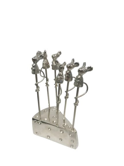 Culinary Concepts Mouse Olive Picks & Holder, Silver