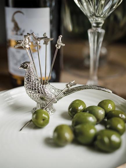 Culinary Concepts Pheasant Olive Picks & Holder - view 2, Silver