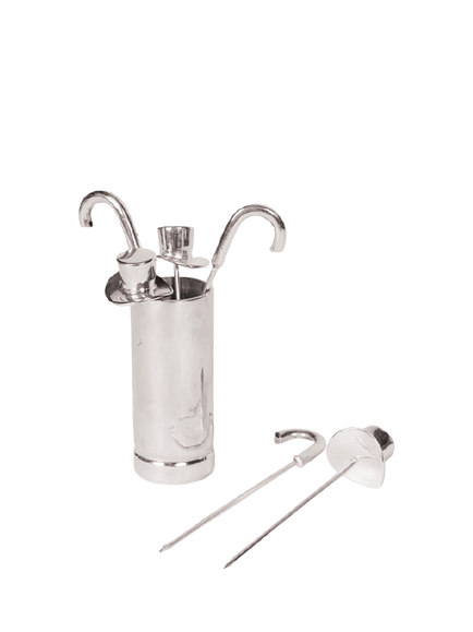 Culinary Concepts Top Hat & Cane Olive Picks & Holder, Silver