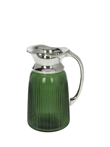 Culinary Concepts Ribbed Glass Pitcher, 800ml, Emerald, Emerald