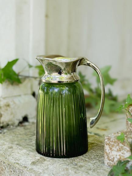 Culinary Concepts Ribbed Glass Pitcher, 800ml, Emerald - view 2, Emerald