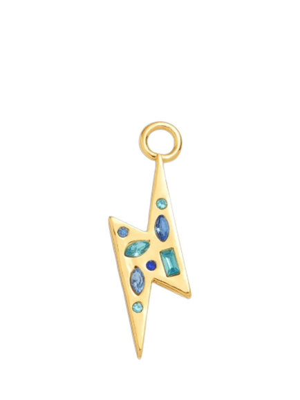 frkl. Crystal Lightning Bolt Charm, Gold/Blue, Gold/Blue