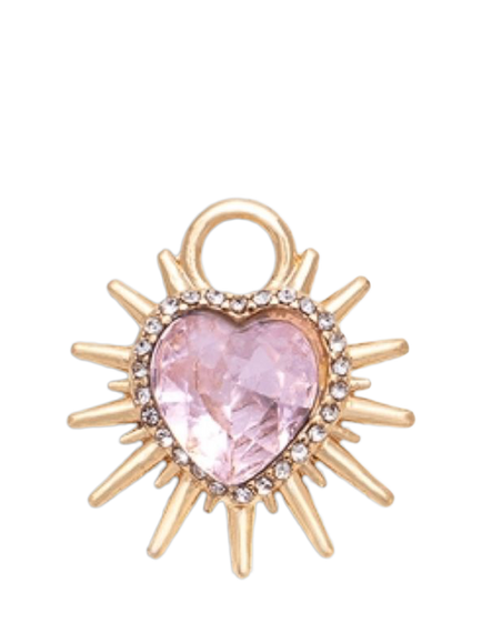 frkl. Spiked Heart Charm, Gold/Pink, Gold/Pink