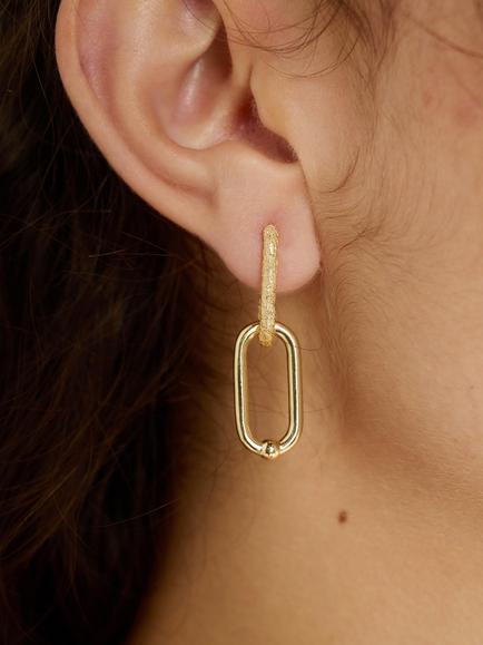 TUTTI Belong Double Link Huggie Hoop Earrings, Gold - view 2, Gold