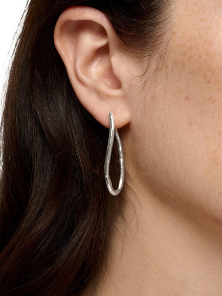 TUTTI Wave Link Hoop Earrings, Silver - view 2, Silver