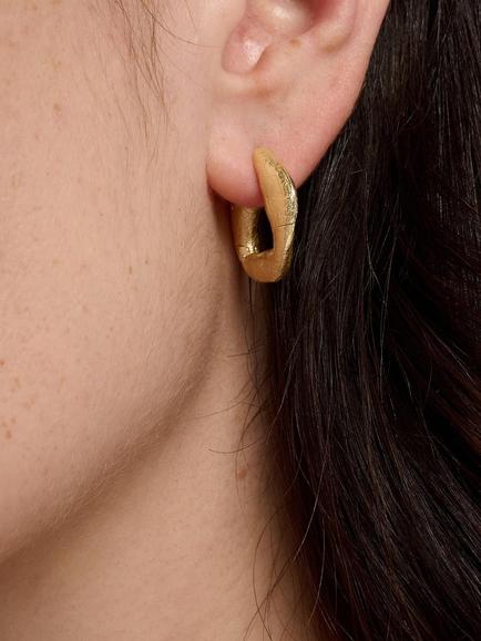 TUTTI Calm Textured Hinge Hoop Earrings, Gold - view 2, Gold