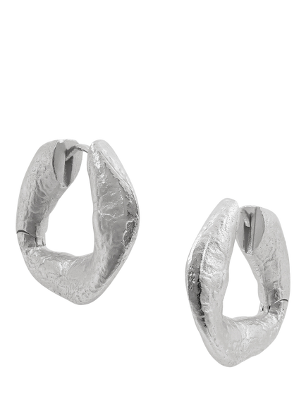 TUTTI Calm Textured Hinge Hoop Earrings, Silver, Silver