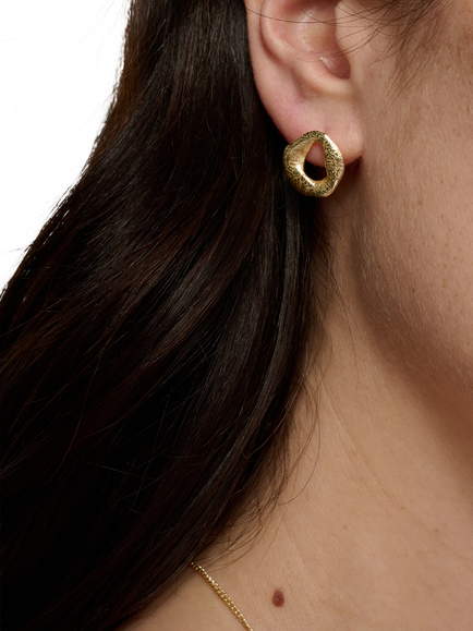 TUTTI Delta Open Loop Stud Earrings, Gold - view 2, Gold