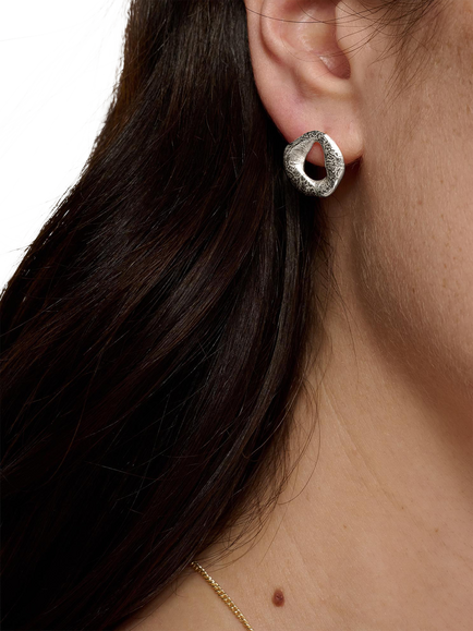 TUTTI Delta Open Loop Stud Earrings, Silver - view 2, Silver