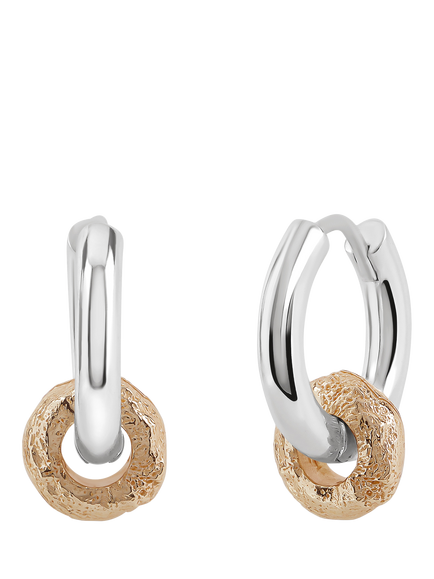 TUTTI Explore Huggie Hoop Earrings, Silver / Gold, Silver / Gold