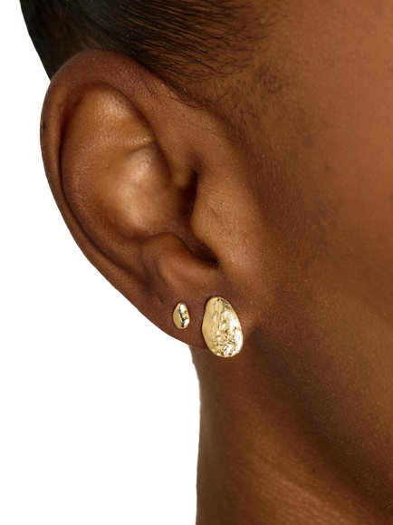 TUTTI Pebble Stud Earrings, Gold - view 2, Gold