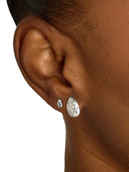 TUTTI Pebble Stud Earrings, Silver - view 2, Silver